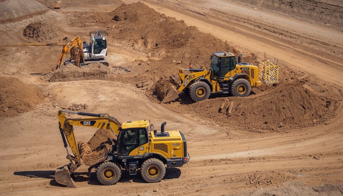 HRC Group heavy equipment working on earth-moving site